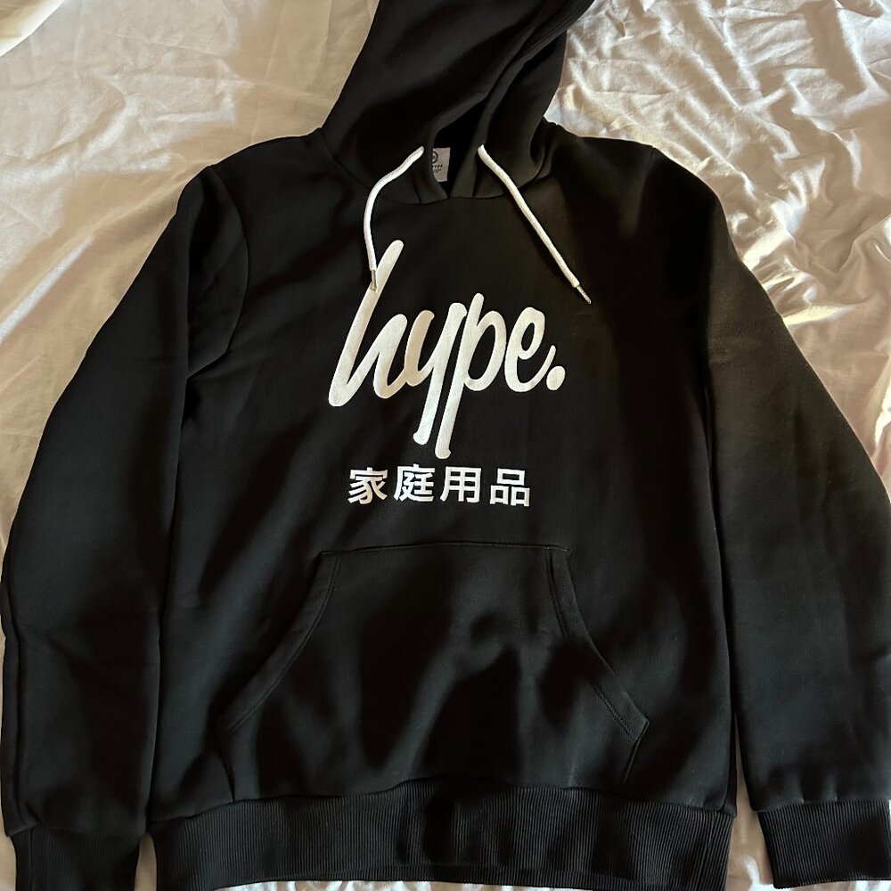 Just Hype Japanese Kanji Black Hoodie Mens Medium Brand New
